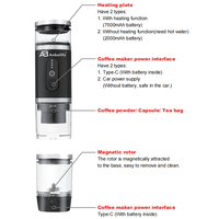 Machine à café portable compacte Anbolife 4-en-1 pour café moulu/lait, fonctionnement simple, mousseur à lait vapeur, OEM