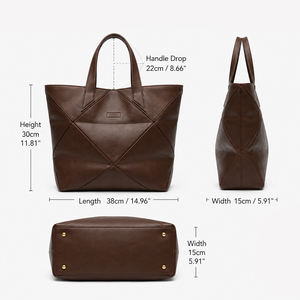 Fashion Women Tote <b>Bag</b> PU Leather <b>Large</b> Capacity Shoulder Handbag Geometric Design <b>Work</b> Tote <b>Bag</b> For Daily Use - Product Image 5
