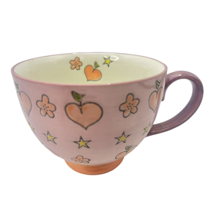 Tazas de Té de Cerámica Ecológicas de 15 oz, Pintadas a Mano, con Forma de Corazón, Taza de Desayuno, Taza de Café con Diseño de Durazno - Product Image 5