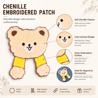 Patch brodé en chenille personnalisé OEM, motif ours de dessin animé, appliqué en tissu, à coudre ou thermocollant pour vêtements, sacs, chapeaux