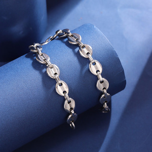 Bracelet gourmette en acier titane pour hommes et femmes, chaîne en acier inoxydable style « nez de cochon », résistant au ternissement, luxe, vente en gros - Product Image 3