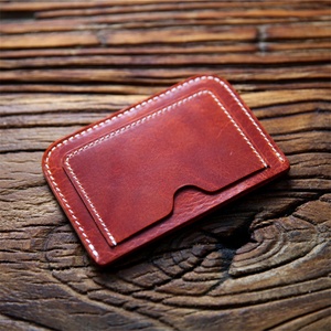 Vintage Handmade Ultra-thin Card Holder Unisex Vegetable-tanned Leather Small Wallet Genuine Leather Card Clip Multi-functional - Product Image 3