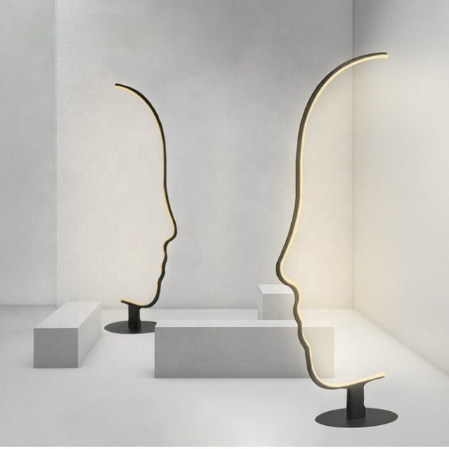Floor Lamp Human Face Modern Artistic LED Sculpture Light for Living Room Hotel Lobby Corner Decor