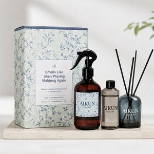 Aikun Floral Lavender Long Lasting <b>Room</b> And Linen Spray Gift Set With Reed <b>Diffuser</b> Refill Bottle Custom Box Home Fragrance - Product Image 1