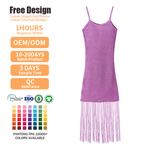 Vestidos de verano sexys sin espalda para mujer, de malla tejida, ajustados, con borlas, cintura natural, largos hasta el suelo, para la playa - Product Image 2