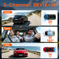 Caméra embarquée 4G 3 canaux 2K avec ADAS, BSD, GPS, moniteur de stationnement et surveillance à distance en temps réel 12V – Garantie 1 an