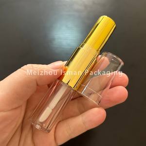 <span class=keywords><strong>ISMAN</strong></span> Contenant de gloss à lèvres double extrémité rond 2 en 1 en or rose, emballage de rouge à lèvres double face noir, tube en plastique 4 ml 10 ml - Product Image 5