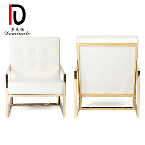 Bon prix, canapé d'hôtel en cuir blanc 3 places à structure métallique en acier inoxydable doré - Product Image 5