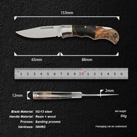 Couteau de poche personnalisé en gros avec logo, manche en résine et bois, petit couteau pliant, prix d'usine OEM, pour homme, cadeau, outils d'extérieur