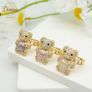 Anillos de Oso Teddy Ajustables con Circonitas al por Mayor, Joyería Chapada en Oro, Anillos de Hombre Estilo Hip Hop, Anillos Creativos de Osito Pequeño y Lindo para Regalos de Niña - Product Image 4