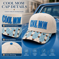 Casquette de baseball Dymf à 5 panneaux avec patchwork en forme de cœur, logo « Cool Mom » brodé, personnalisable, pour femmes, idéale pour les événements en plein air