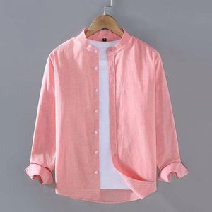 <span class=keywords><strong>Chemise</strong></span> en lin boutonnée à <span class=keywords><strong>col</strong></span> montant et manches longues Henley, <span class=keywords><strong>blanche</strong></span> et noire, douce, confortable, simple, couleur unie, pour homme, idéale pour l'automne - Product Image 2