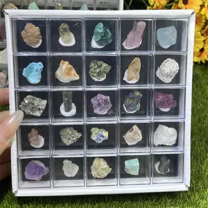 Ornamento mineral de cristal de cura de alta qualidade para decoração, caixa de amostra de material de mistura de pedra bruta