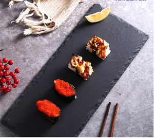 Planches à fromage en <span class=keywords><strong>ardoise</strong></span> Assiettes en pierre noire Napperons Plateau de service gastronomique pour gâteau à la viande Apéritif aux fruits Sushi Assiettes à dîner - Product Image 6