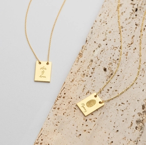 Thép Không Gỉ Cá Nhân Hình Chữ Nhật Quyến Rũ Đồ Trang Sức Khắc Mẹ Chữ Viết Tay Yêu Dấu Vân Tay Vòng Cổ Quà Tặng Ngày Của Mẹ - Product Image 3