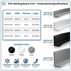 Plinthe autocollante flexible en PVC, moulure murale imperméable et anti-moisissure pour maison, hôtel, bureau - Product Image 4