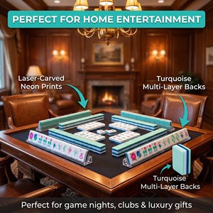 Ensemble de Mahjong américain de luxe <span class=keywords><strong>en</strong></span> acrylique vert clair gravé au laser, 4 couches, 160 pièces, turquoise, pour soirée casino - Product Image 4
