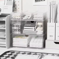 Organisateur de tiroir en PET transparent, boîte de rangement empilable pour bureau, fournitures de bureau, organisation quotidienne, rangement minimaliste