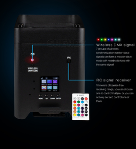 SHEHDS 6x18W RGBWAUV LED Projecteurs d'extérieur sans fil à télécommande sur batterie pour maison, <span class=keywords><strong>DJ</strong></span>, <span class=keywords><strong>mariage</strong></span> - Product Image 2