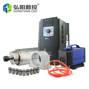 Hycnc Lathe Engraving Router Gdz Hqd 3.2kw Water Cooling Spindle Kit With Vfd 4kw 220v Water Cooled High Speed 24000 Rpm Motor