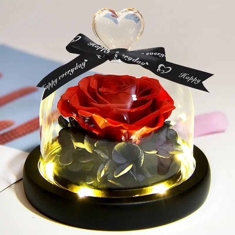 Flor de rosa imortal feito à mão puro no vidro para o presente do dia das mães romântico