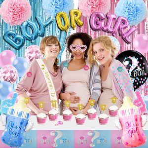 Kit de Décorations pour Révélation de Sexe, Fournitures de Fête avec Ballon de 36 Pouces, Ballon en Aluminium Garçon ou Fille, Pompons en Papier, Nappe, Accessoires Photo - Product Image 2