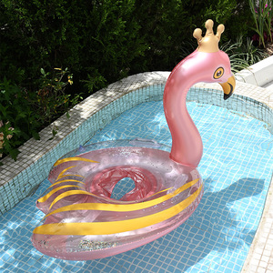 Bouée gonflable flamant rose avec paillettes pour enfants et adultes, jouet aquatique pour piscine - Product Image 3
