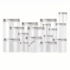 Custom 30Ml 50Ml 100Ml 120Ml 150Ml 200Ml 250Ml 300Ml 500Ml Brede Mond Heldere Huisdier Plastic Pot Container Met Deksels