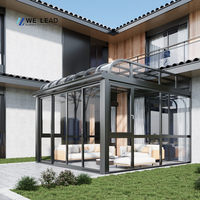 Tragaluz de aluminio abierto superior, Sunroom de doble acristalamiento, Sunroom modular, casa de vidrio prefabricada modular, marco de metal