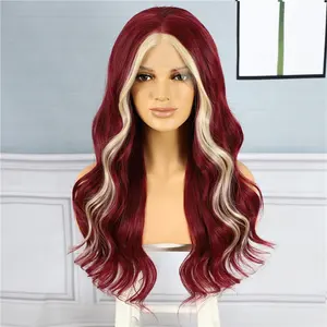Beautytown peruca de cabelo sintético, feita em renda, ex-preço de fábrica, transparente, 13*3, vermelho, loiro, 613