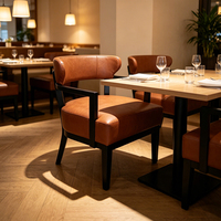 Fauteuils d'appoint durables pour hôtels, cafés, villas et restaurants, avec structure en bois et revêtement en cuir PU, chaise de salle à manger à dossier ailé