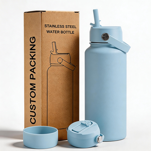 Bouteille d'eau personnalisée unique à large ouverture, esthétique, en forme de <span class=keywords><strong>gourde</strong></span>, 32 oz, 40 oz, 1 litre, <span class=keywords><strong>1L</strong></span>, en acier inoxydable, pour la salle de sport et les sports - Product Image 1