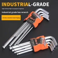 9 Pcs Set Kunci Hex Kepala Datar Kepala Bola Kunci Allen Bintang Baja CR-V Tugas Berat Peralatan Perbaikan Mekanik DIY