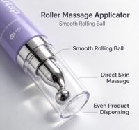 Tube souple vide violet pour crème contour des yeux avec applicateur de massage à bille argentée, emballage cosmétique pour sérum contour des yeux, logo personnalisé OEM