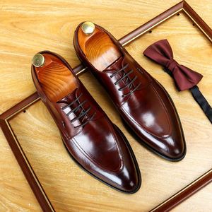 Luxury New Men's Genuine Leather Waterproof Shoes Handmade Custom Lace up Round <b>Toe</b> Formal Business Autumn High Quality - Product Image 5