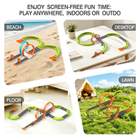 Mainan Kereta Api Elektronik Edukatif Hot Baby Racing Runway Slot, Set Mainan Slot, Perakitan DIY Anak, Mobil RC 2.4G Dual Track