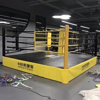 Anneau de boxe professionnel en acier en gros, plateforme de compétition surélevée, logo personnalisé, escalier d'entraînement pour Muay Thai et lutte