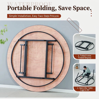 Table de banquet ronde robuste pliable avec pieds en acier, plateau en contreplaqué, revêtement en vinyle PVC blanc, mobilier de salle à manger pour hôtel