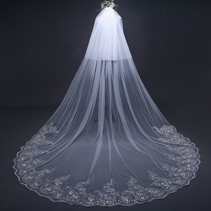 Di lusso lungo velo da sposa bianco avorio veli da sposa con bordo in pizzo a pettine Applique eleganti cattedrale lunghezza <span class=keywords><strong>accessori</strong></span> da sposa - Product Image 2