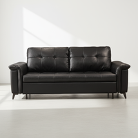 Canapé-lit moderne italien pour salon, luxe léger, cuir noir, télécommande, canapé-lit 2 places pour la maison