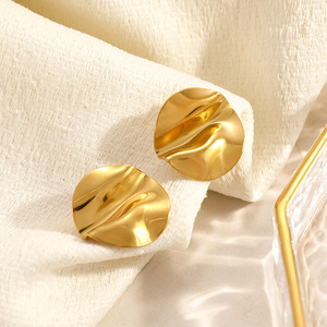 Stud <b>Earrings</b> Geometric Gold Plated 18k Stainless Steel Ear <b>Post</b> Yiwu Origin EH11717 - Product Image 4