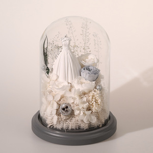 Cadeau de la Saint-Valentin, robe de mariée, fleur artificielle, rose sous cloche en verre, cadeau créatif pour petite amie, anniversaire - Product Image 4