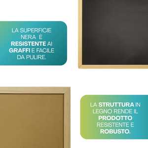Pizarra con marco de madera de 60x40 cm para que los niños dibujen y escriban con tiza y juego de borrador incluido - Product Image 4