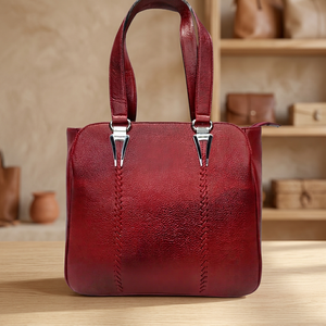 Sacs à main décontractés de luxe rouges à la mode pour femmes - Pochette en cuir véritable durable avec bandoulière, grande capacité, fermeture éclair - Product Image 1