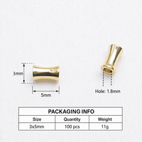 Perles entretoises en laiton plaqué or 18 carats en forme de tube de bambou, 5 mm, 100 pièces/paquet, tubes courts pour la fabrication de bijoux DIY (bracelets) - Vente en gros