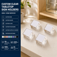Support de Présentation Carré Mini Transparent Personnalisé en Acrylique pour Table, Écologique, pour Étiquettes de Prix et Panneaux Nominaux – Vente en Gros Usine