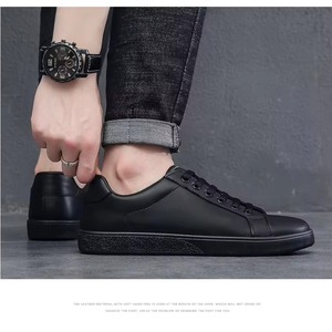 Chaussures plates décontractées noires à lacets pour hommes, style skate, pour hommes - Product Image 3