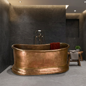 Bañera Rectangular de Lujo de Cobre Antiguo con Base Decorativa, Duradera, Metálica y Ecológica para Adultos - Artesanía India - Product Image 4