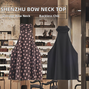 SHENZHU Débardeur Camisole Décontracté pour Femme avec Rubans et Nœuds Décoratifs, Respirant et Dos Nu, Nouvelle Collection 2025 - Product Image 2