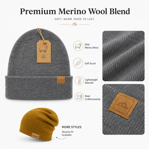 Bonnet en tricot côtelé en mélange de <span class=keywords><strong>laine</strong></span> mérinos personnalisé avec revers, bonnet d'hiver avec logo pour hommes et femmes - Product Image 3